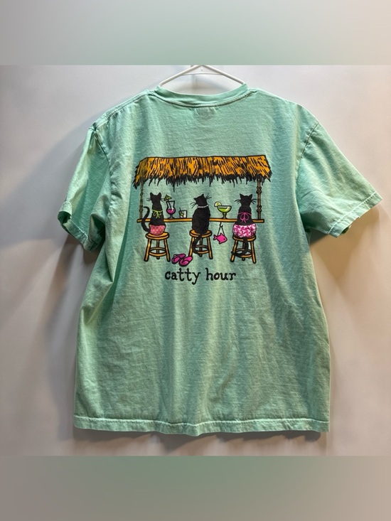 Comfort Colors Tops - Comfort Colors Amelia Island “Catty Hour” Teal Tiki Bar T-Shirt